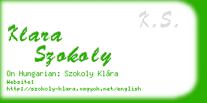 klara szokoly business card